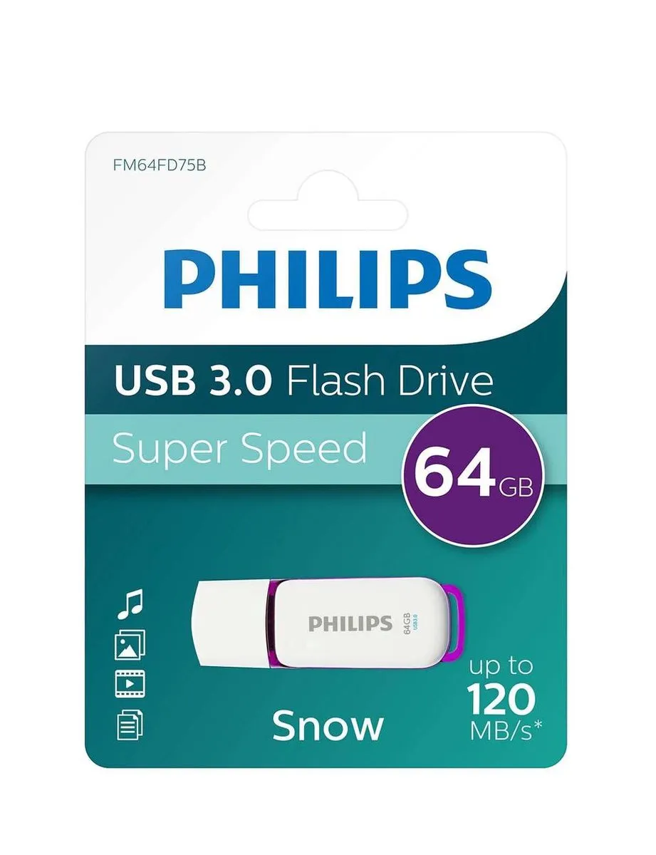 Philips USB Stick 3.0 Snow 64GB FM64FD75B - Paars