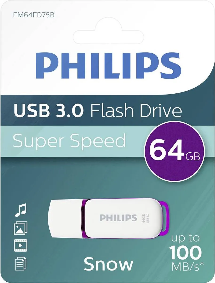 Philips USB Stick 3.0 Snow 64GB FM64FD75B - Paars - afbeelding 6 van 10