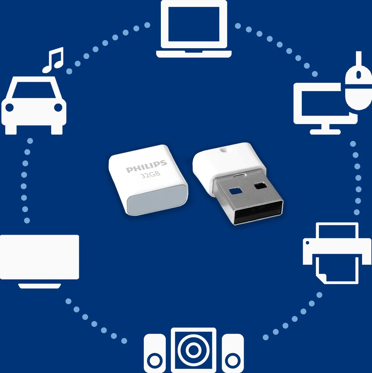 Philips Pico USB Stick 2.0 32GB - FM32FD85B - Grijs