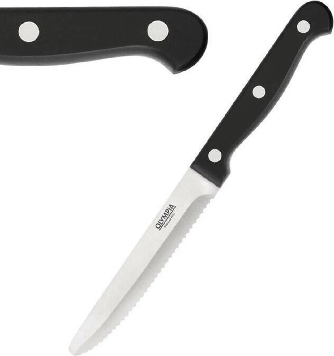 Olympia CS716 Steakmessen - 12 Stuks - Zwart
