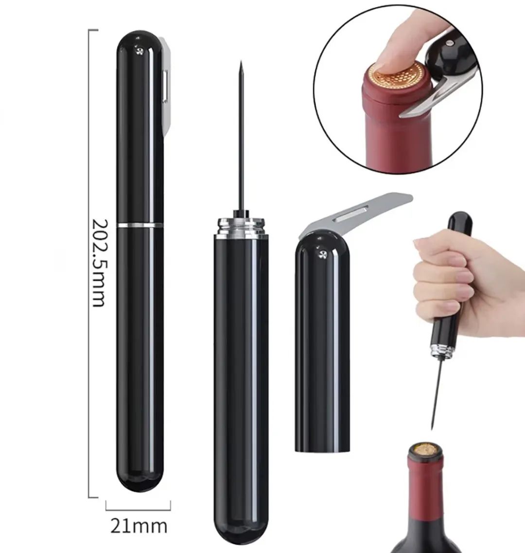 RedParrot Kurkentrekker met Foliesnijder - 2-in-1 Zwart