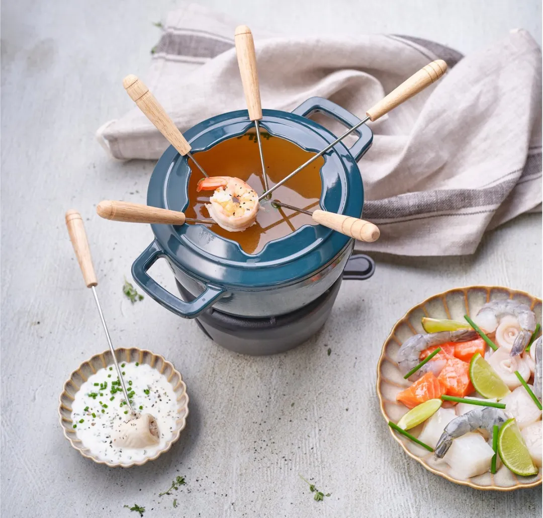 Cosy&Trendy Fontestic Green Fondueset - 1700ml - Gietijzer - 6 Personen