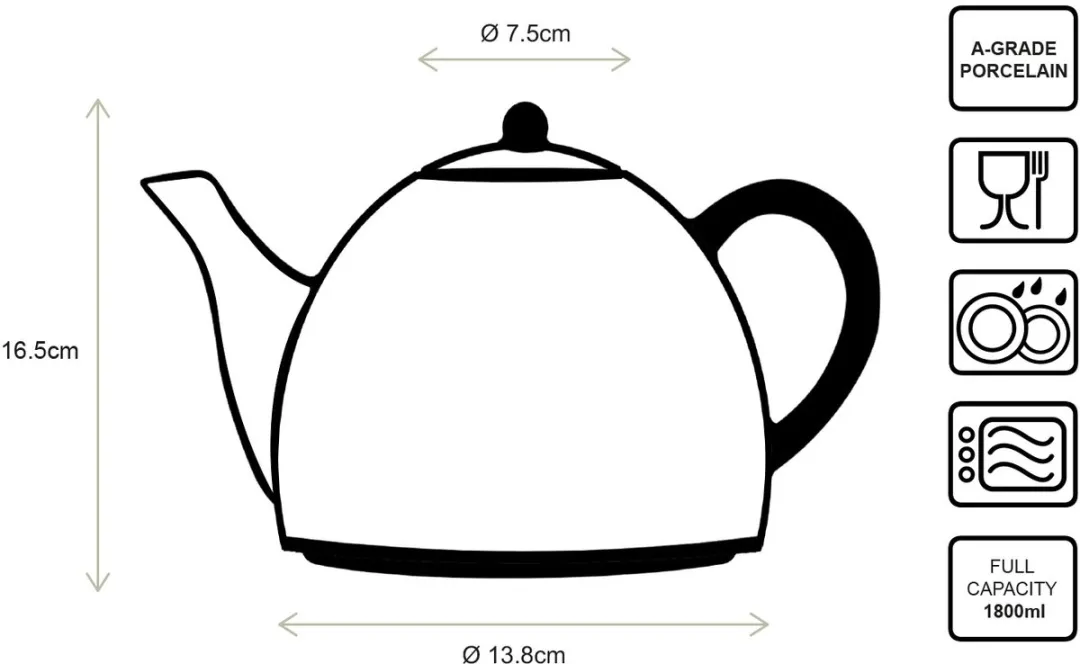 vtwonen Basic Theepot 1,8L - Wit Porselein