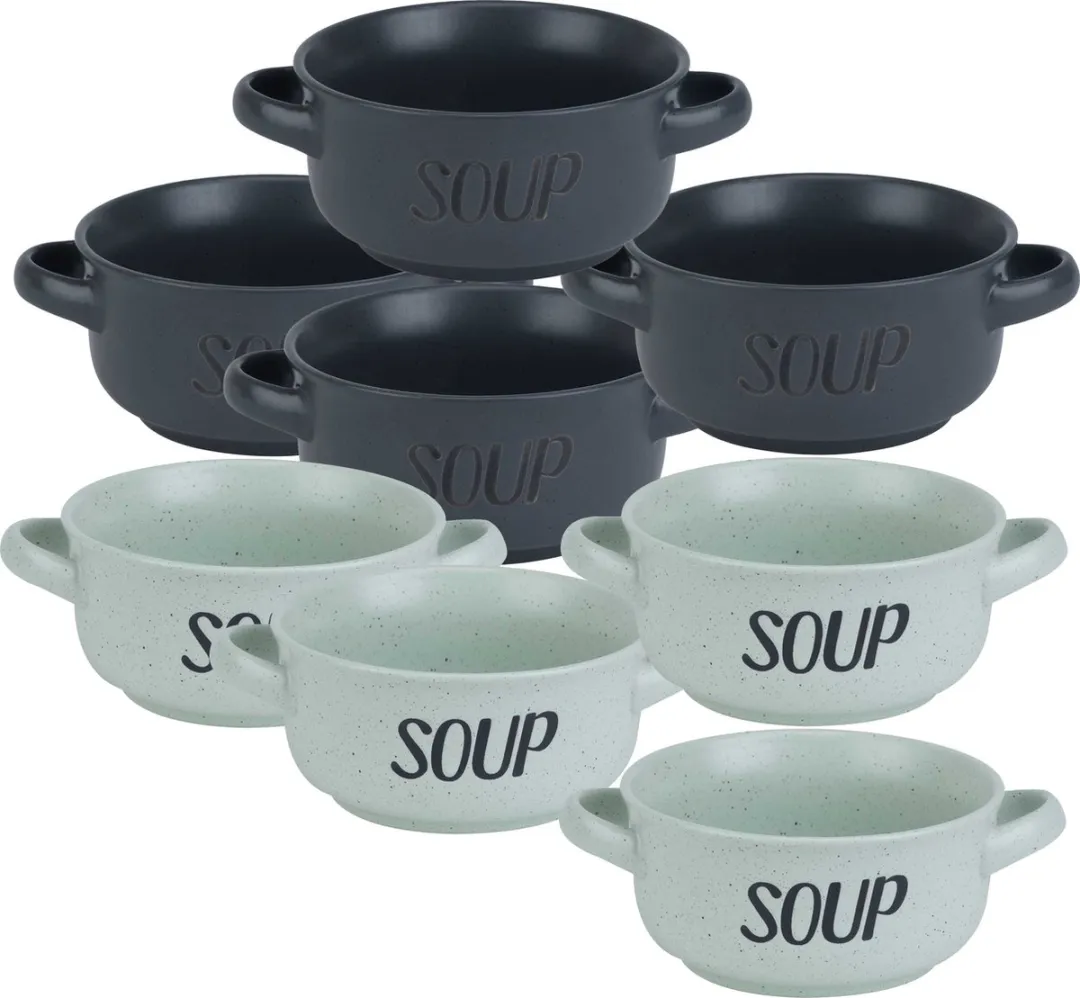Cosy&Trendy Soepkommen Set 8 Stuks - 470ml - Keramiek - Mix Kleuren
