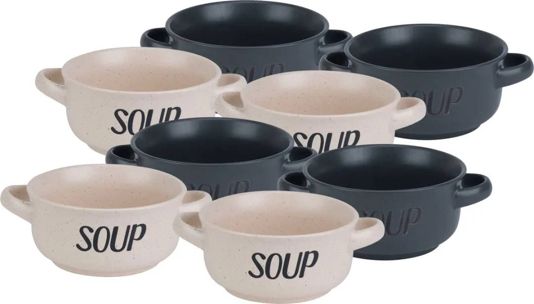 Cosy&Trendy Soepkommen Set 8 Stuks - 470ml - Keramiek - Mix Kleuren