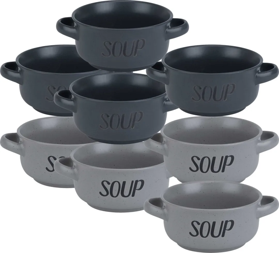 Cosy&Trendy Soepkommen Set 8 Stuks - 470ml - Keramiek - Mix Kleuren