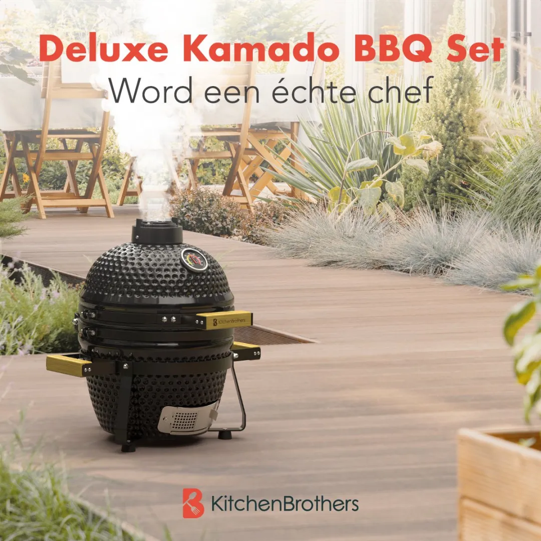 KitchenBrothers Kamado BBQ KB4017 - 38.5cm Zwart