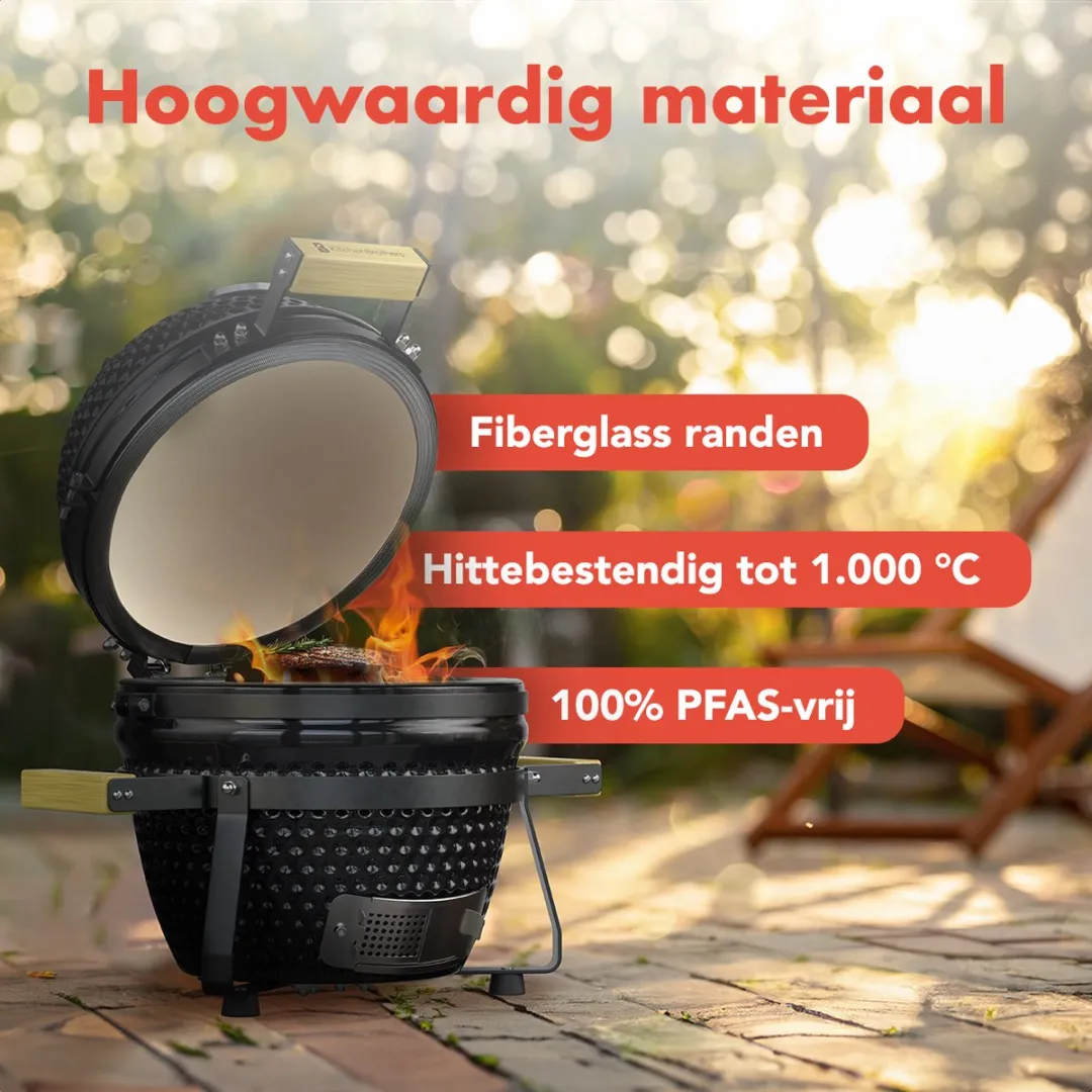 KitchenBrothers Kamado BBQ KB4017 - 38.5cm Zwart