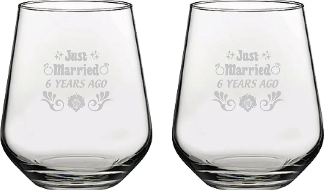Pasabahce Gegraveerde Drinkglazen Just Married 6 Years Ago