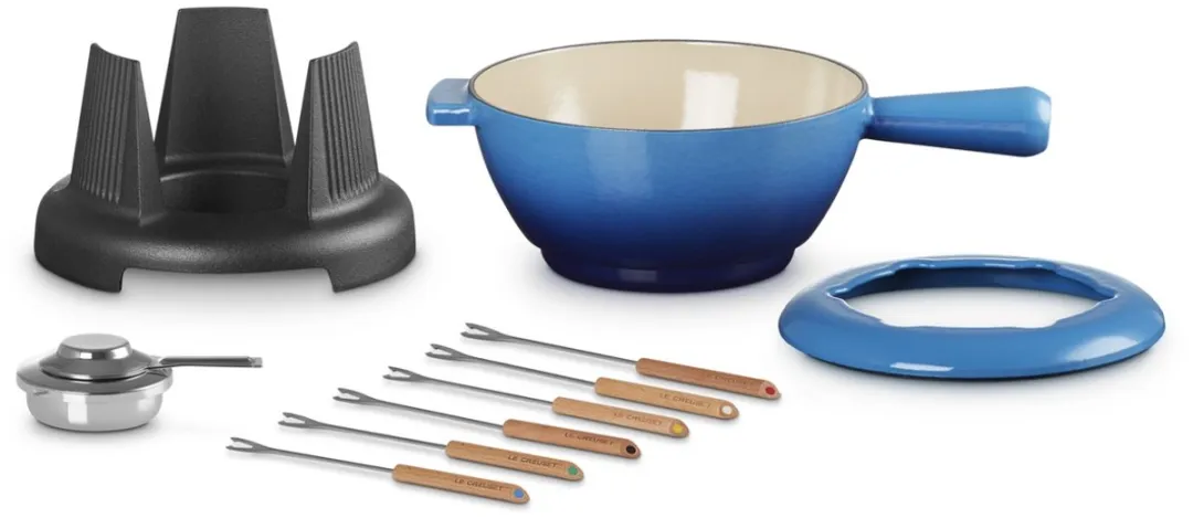 Le Creuset Gietijzeren Fondueset 2L - Azure - 9 Stuks