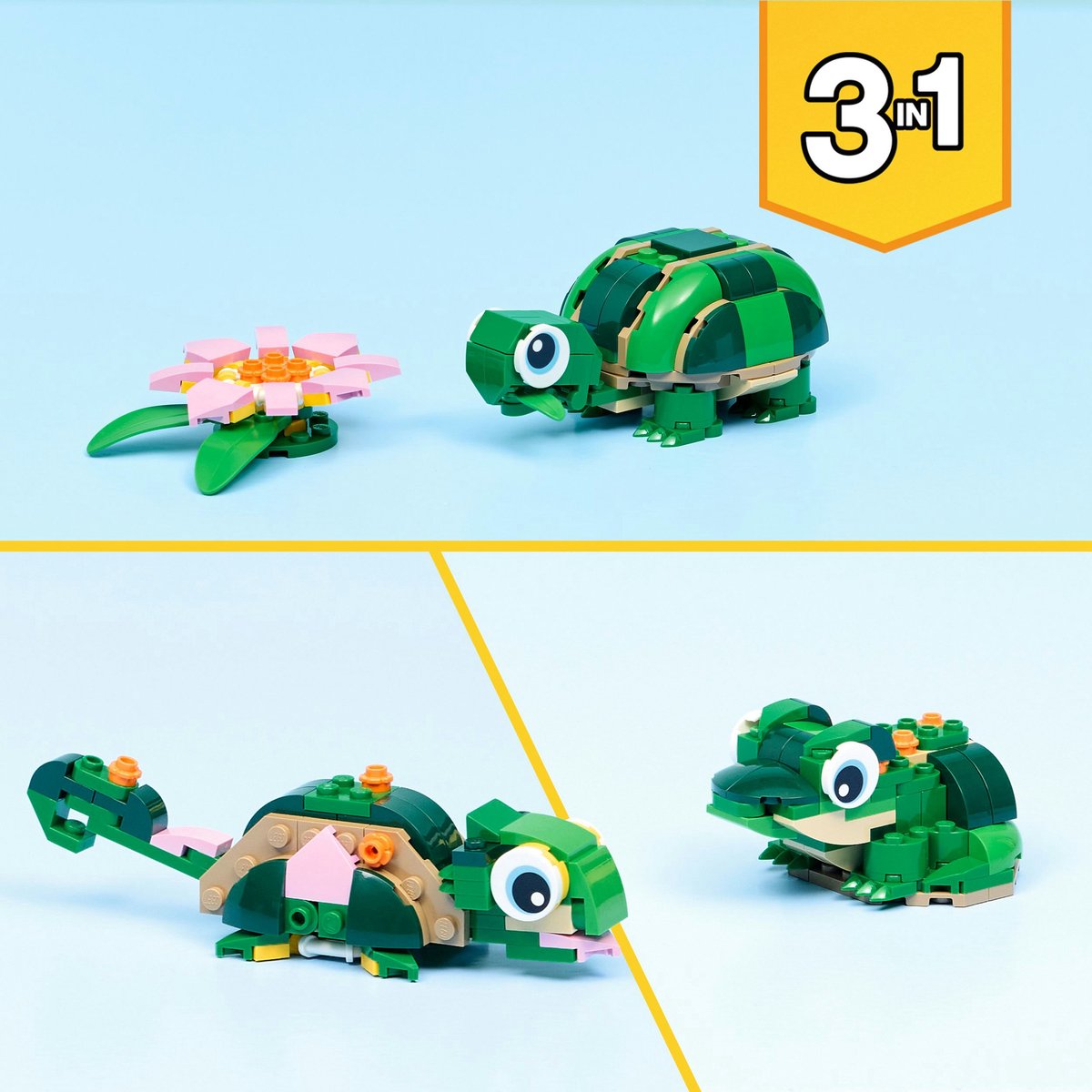LEGO® Creator 3in1 Schildpad met Waterlelie - Speelgoedmodel - Bouw Om tot Kameleon of Kikker - 31377