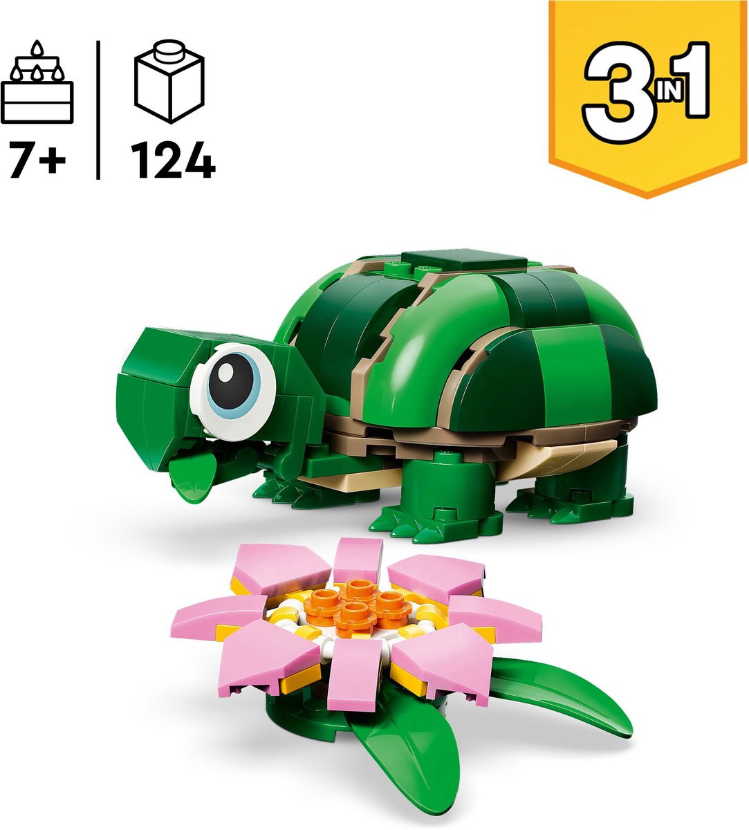 LEGO® Creator 3in1 Schildpad met Waterlelie - Speelgoedmodel - Bouw Om tot Kameleon of Kikker - 31377