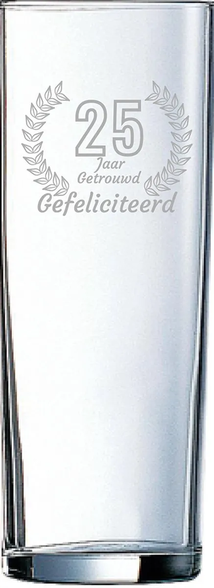 Arcoroc Gegraveerd Longdrinkglas 31cl Gefeliciteerd 25 jaar getrouwd