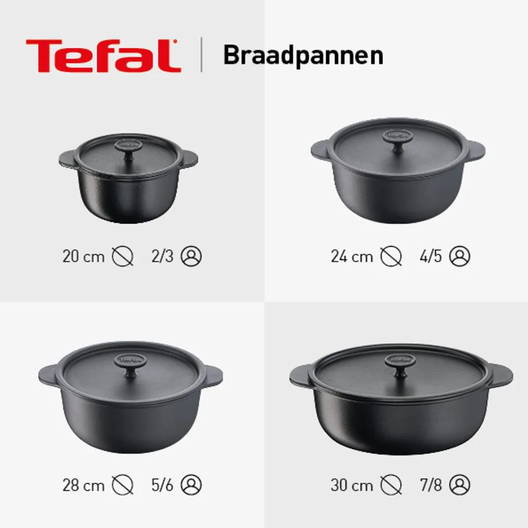 Tefal Trattoria Braadpan Ø24cm - Gietijzer - Inductie