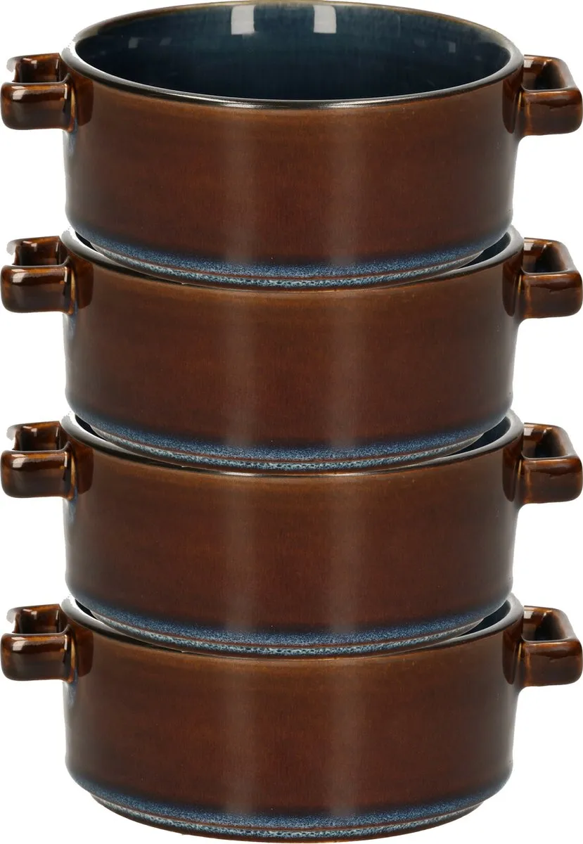 Cosy&Trendy Kommetjes 8 Stuks - Porselein Ø13cm - Blauw/Bruin