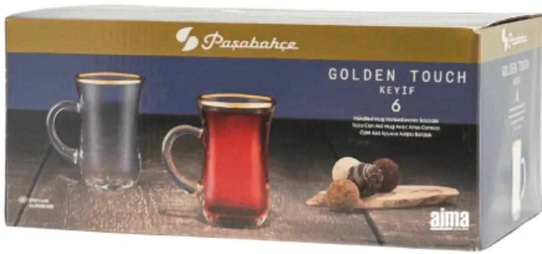 Pasabahce Golden Touch Keyif Theeglazen - 6 Stuks 145ml - Gouden Rand