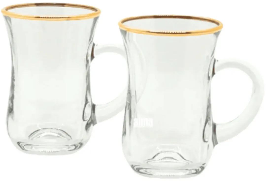 Pasabahce Golden Touch Keyif Theeglazen - 6 Stuks 145ml - Gouden Rand