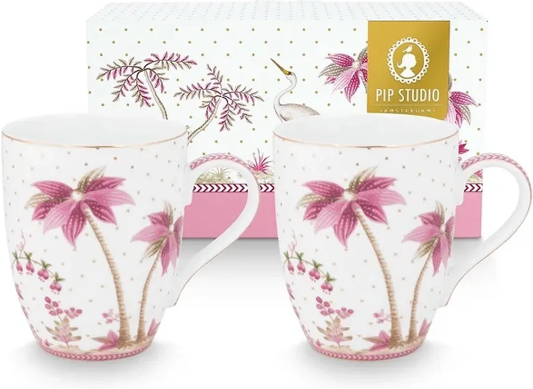 Pip Studio Jolie Dots Gold Pink Mokken - 2 Stuks 350ml