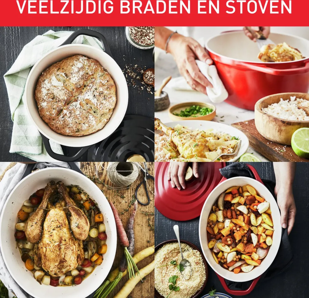 Tefal Air Braadpan Ovaal 30x23cm - 5.7L - Rood