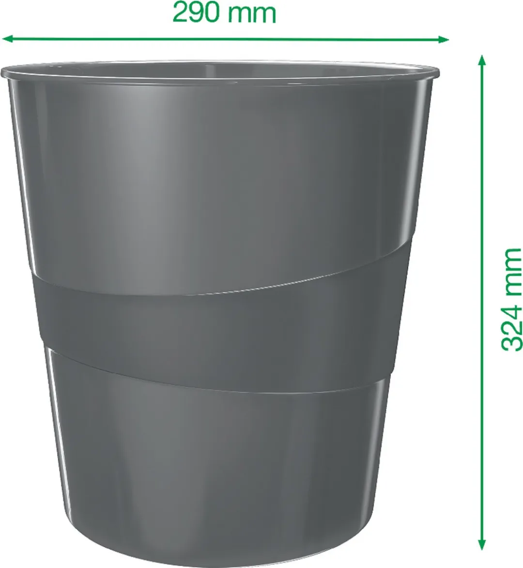 Leitz WOW Prullenbak 15L - Zwart