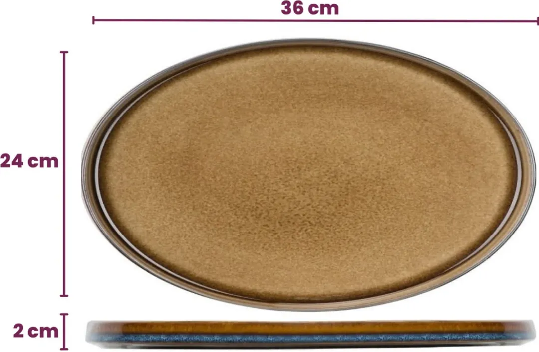 Cosy&Trendy Quintana Plat Bord 35,5x23,5cm - Amber/Blauw