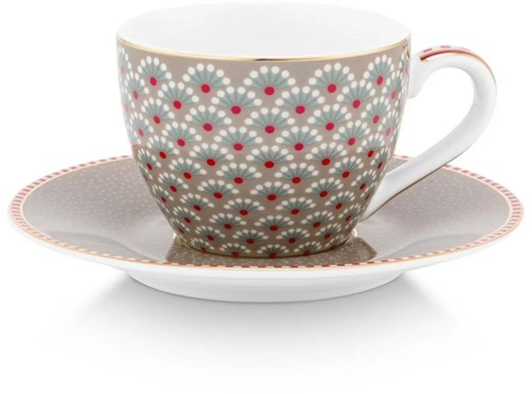 Pip Studio Espressokopjes Blooming Tales Khaki - Set van 2 - 120ml