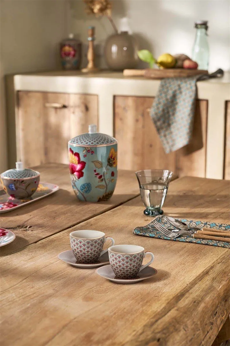 Pip Studio Espressokopjes Blooming Tales Khaki - Set van 2 - 120ml