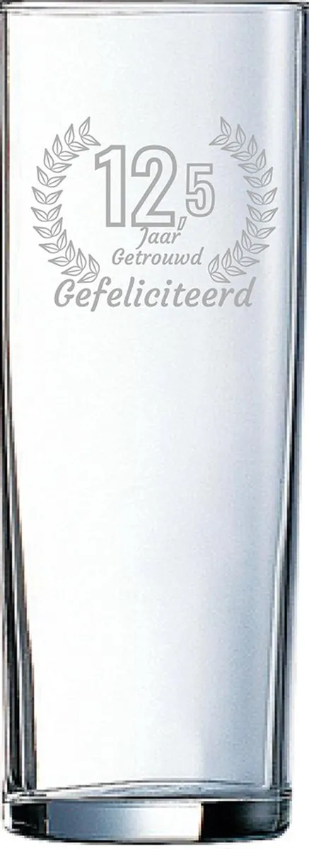 Arcoroc Gegraveerd Longdrinkglas 31cl Gefeliciteerd 12,5 Jaar Getrouwd