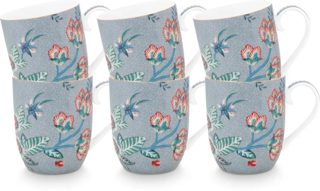 Pip Studio Flower Festival Mokken - 6 Stuks - 200ml - Veelkleurig