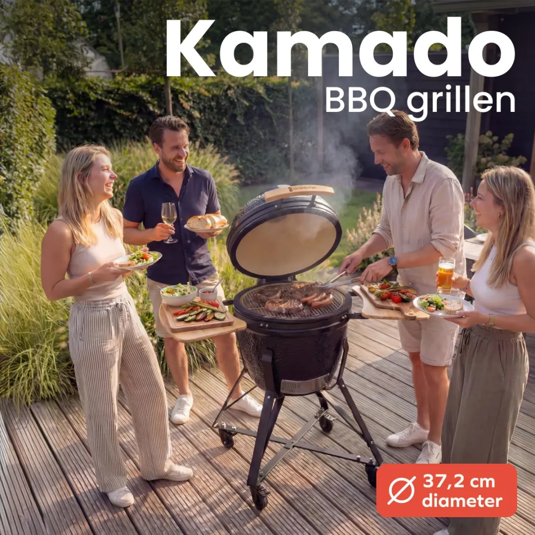 KitchenBrothers Kamado BBQ KB4231 - 45cm - 15 Burgers - Zwart
