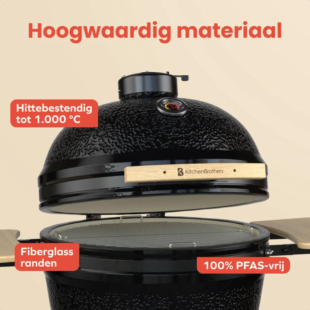 KitchenBrothers Kamado BBQ KB4231 - 45cm - 15 Burgers - Zwart