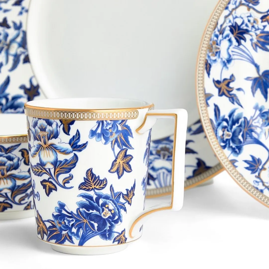 Wedgwood Hibiscus Beker 300ml - Blauw/Goud