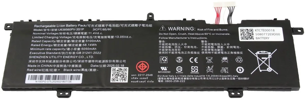 Acer KT.CTE00.018 Laptopbatterij 58,14Wh