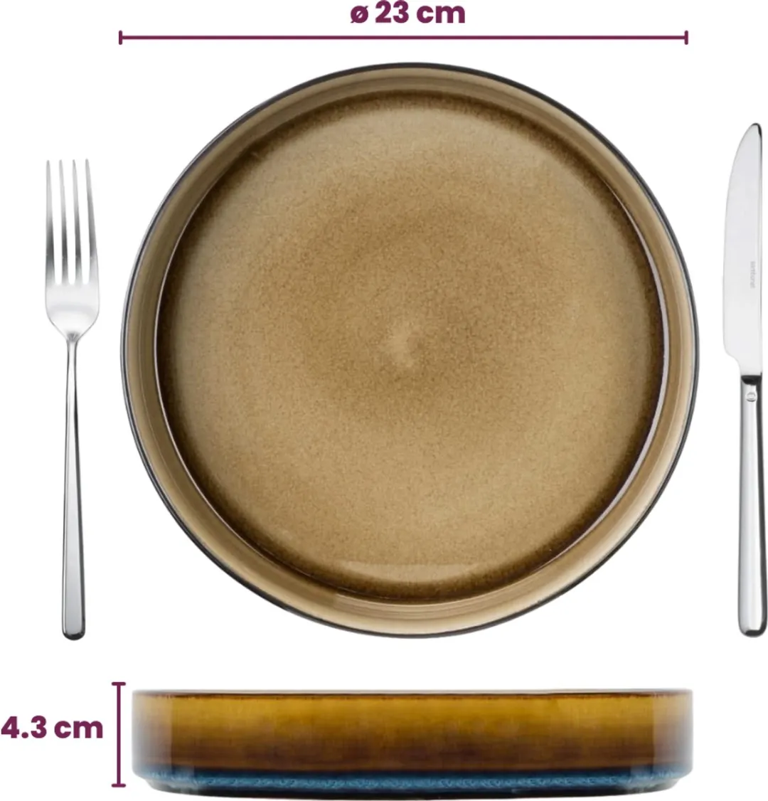 Cosy&Trendy Quintana Diepe Bord - 4 Stuks ø 23cm - Bruin