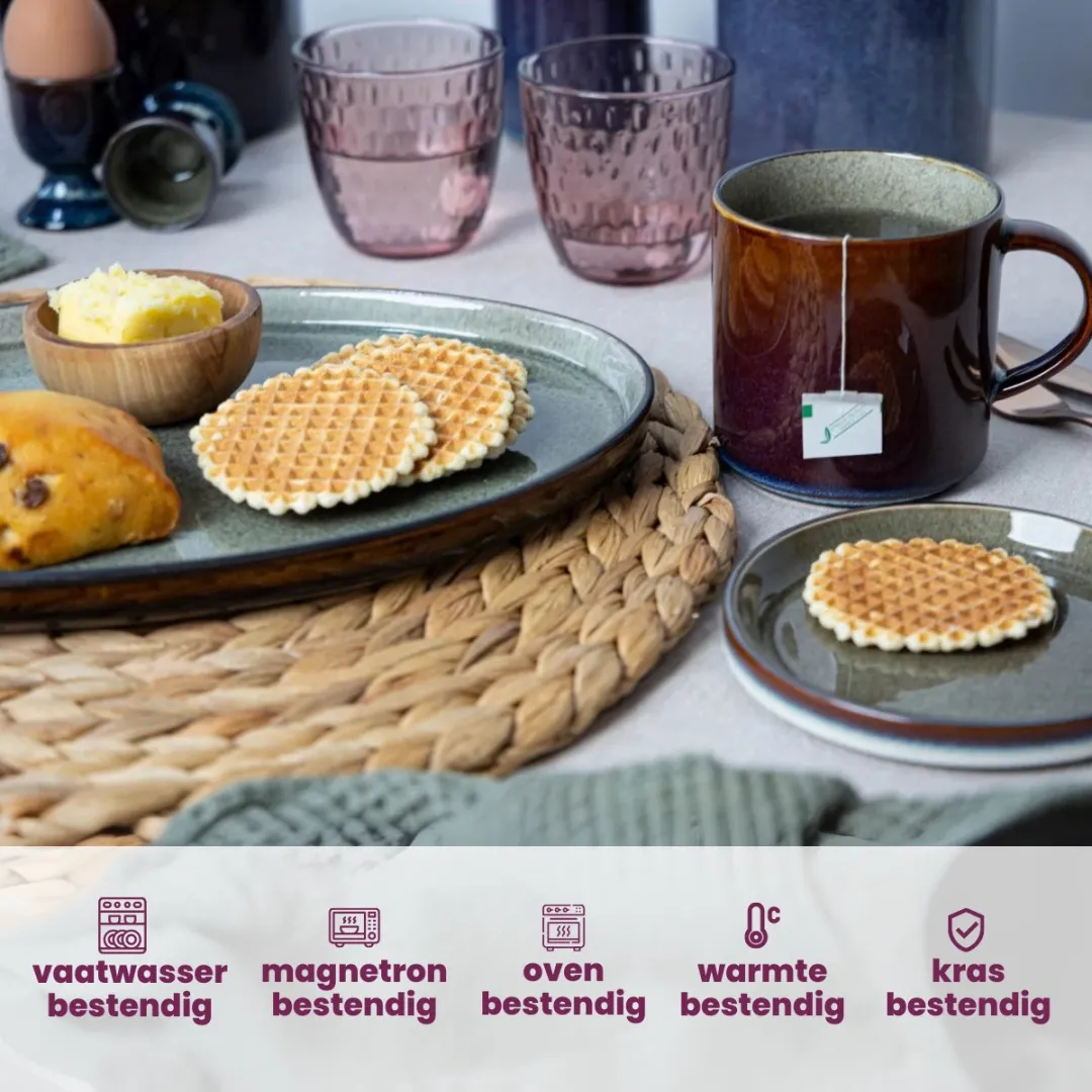 Cosy&Trendy Quintana Ontbijtborden - 4 Stuks ø 22cm Groen