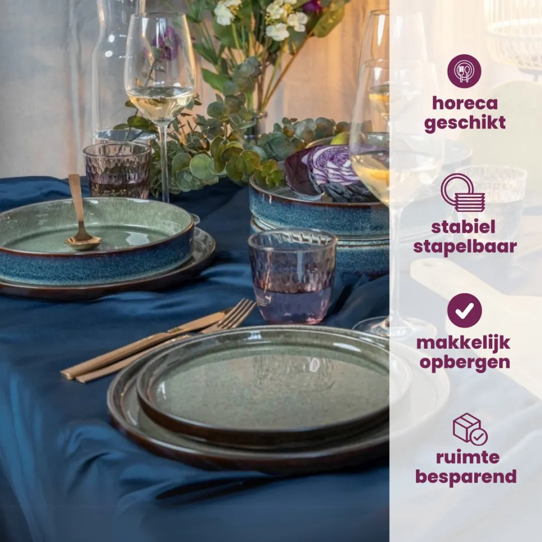 Cosy&Trendy Quintana Ontbijtborden - 4 Stuks ø 22cm Groen