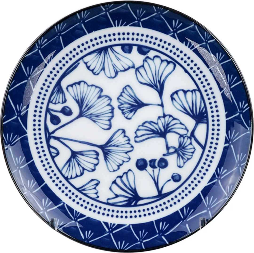 Tokyo Design Studio Flora Japonica Bord - Blauw/Wit - 21cm - 4 Stuks - afbeelding 6 van 6