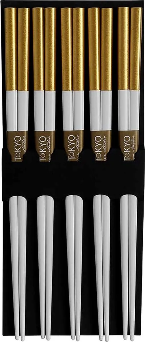 Tokyo Design Studio Eetstokjes Goud/Wit 14698 - 5 Paar