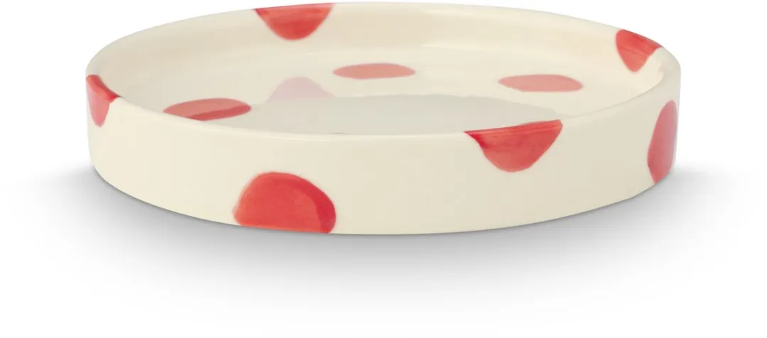 vtwonen Gebaksbord Stippen Rood - 13cm - 4 Stuks