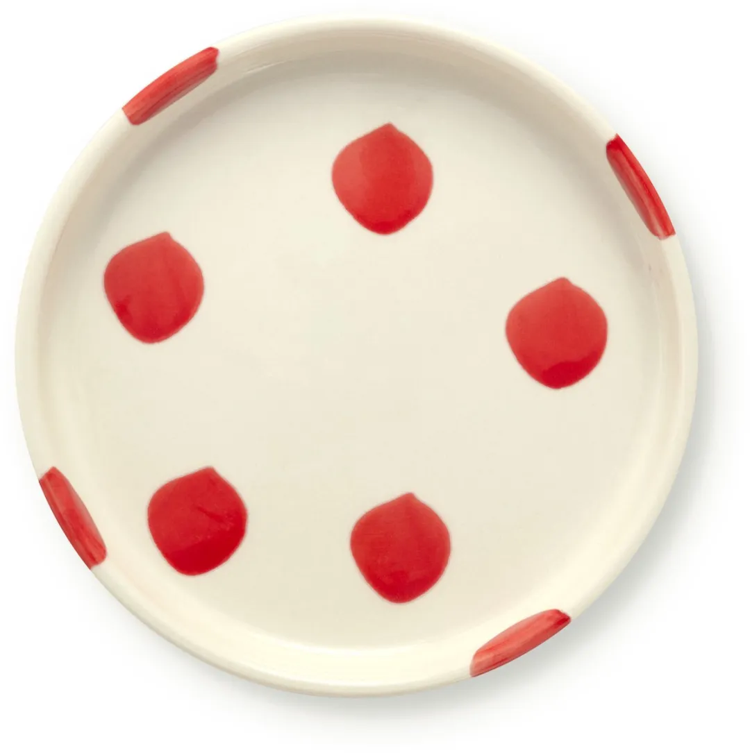 vtwonen Gebaksbord Stippen Rood - 13cm - 4 Stuks