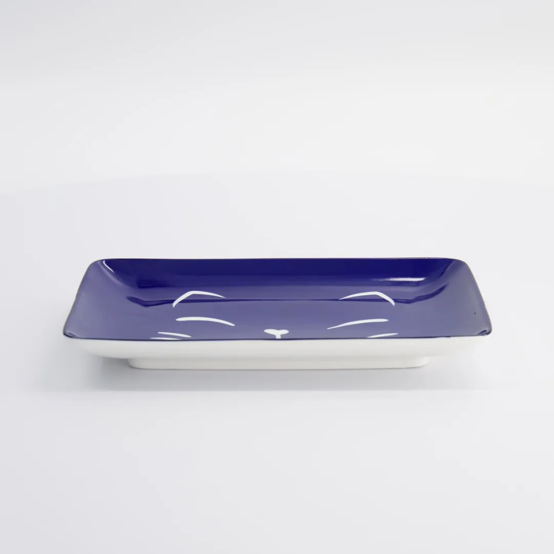 Tokyo Design Studio Kawaii Lucky Cat Sushi Bord - Blauw 21x13.5cm
