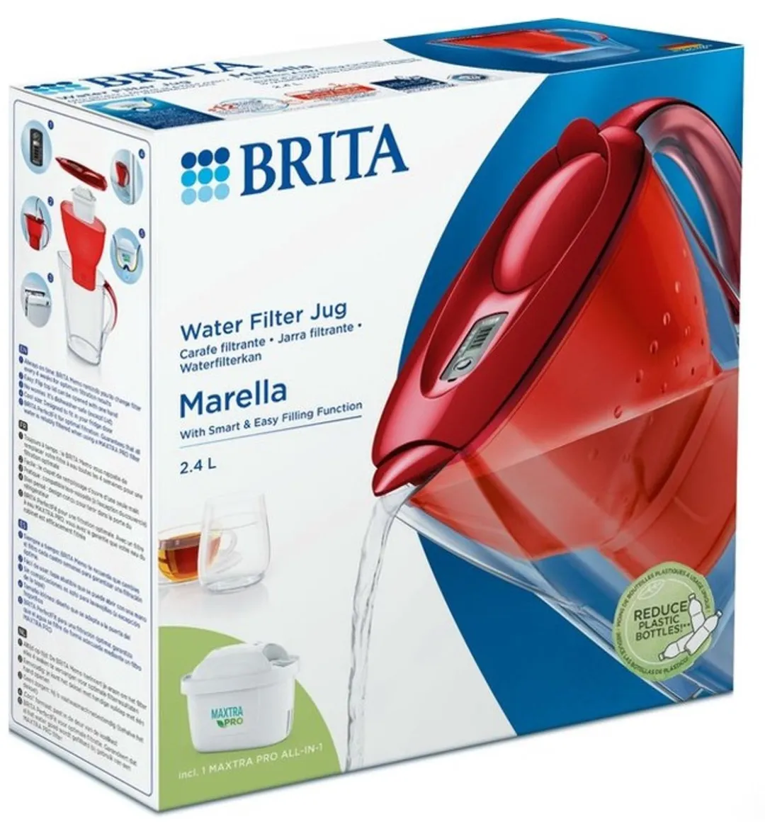 BRITA Marella Cool Waterfilterkan 2,4L - Rood - MAXTRA PRO PFAS-filter - afbeelding 6 van 6