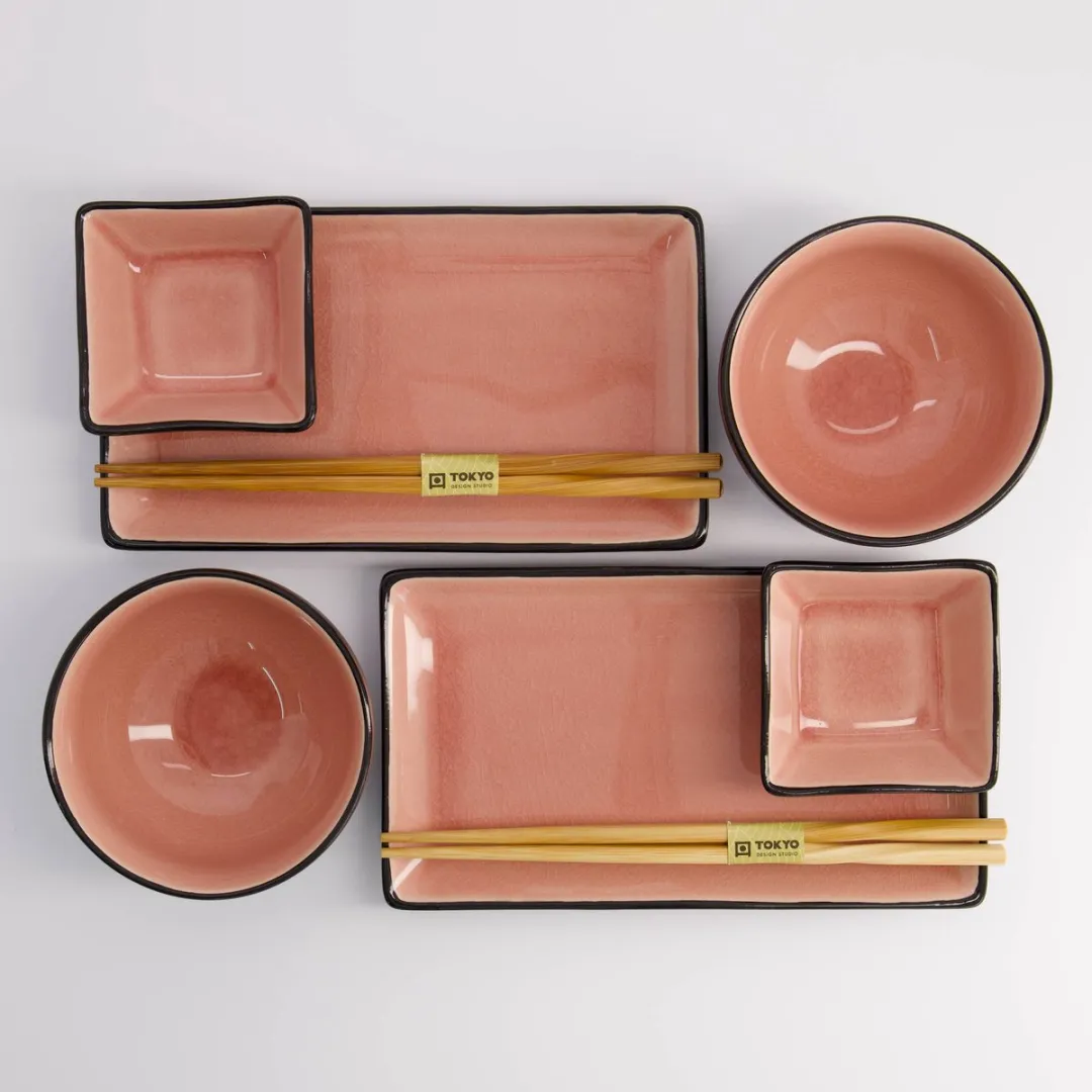 Tokyo Design Studio Glassy Pink Sushi Servies 8-delig - 2 Personen