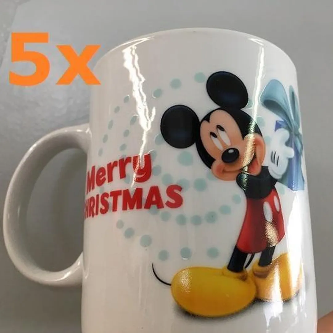 Disney Mickey Mouse Kerstmok - 5 Stuks (300ml) - Rood/Wit/Zwart