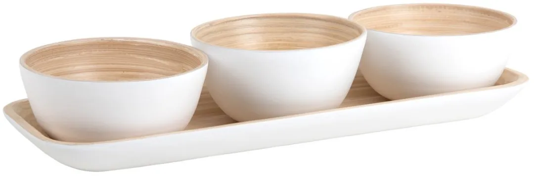 Present Time Schaal Puro PT4194WH - 36x12x6cm - Bamboe - Wit