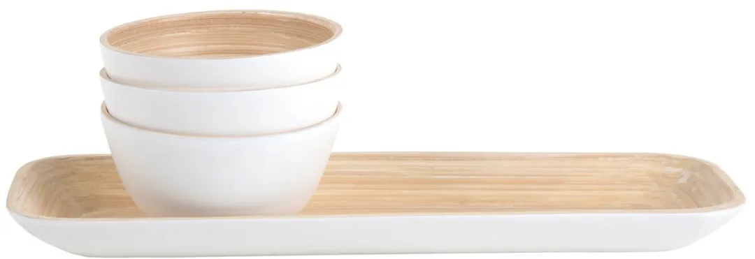 Present Time Schaal Puro PT4194WH - 36x12x6cm - Bamboe - Wit
