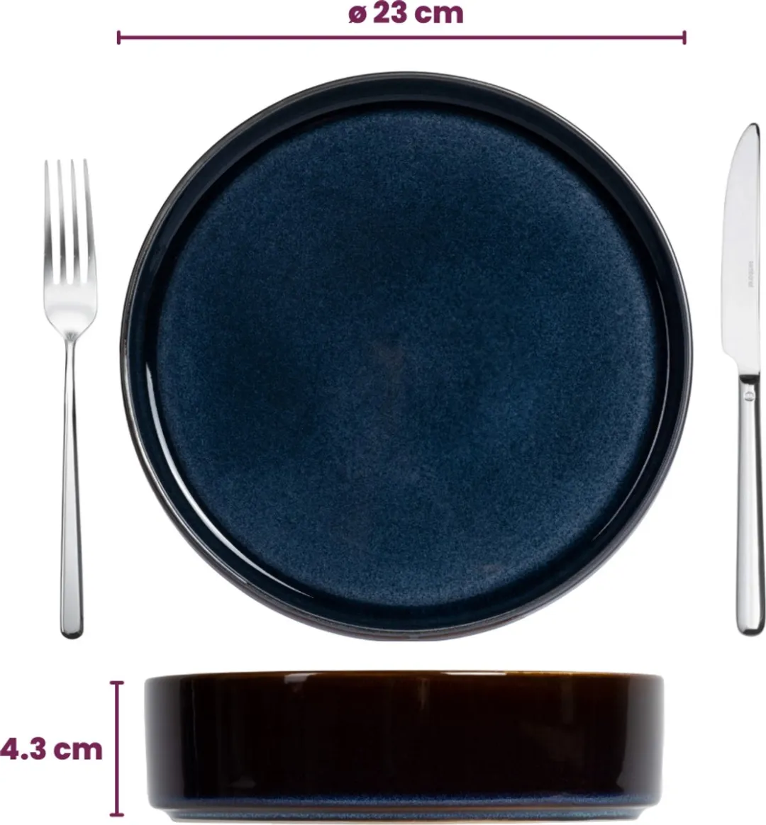 Cosy&Trendy Diepe Bord Quintana Blauw - 4 Stuks Ø23cm