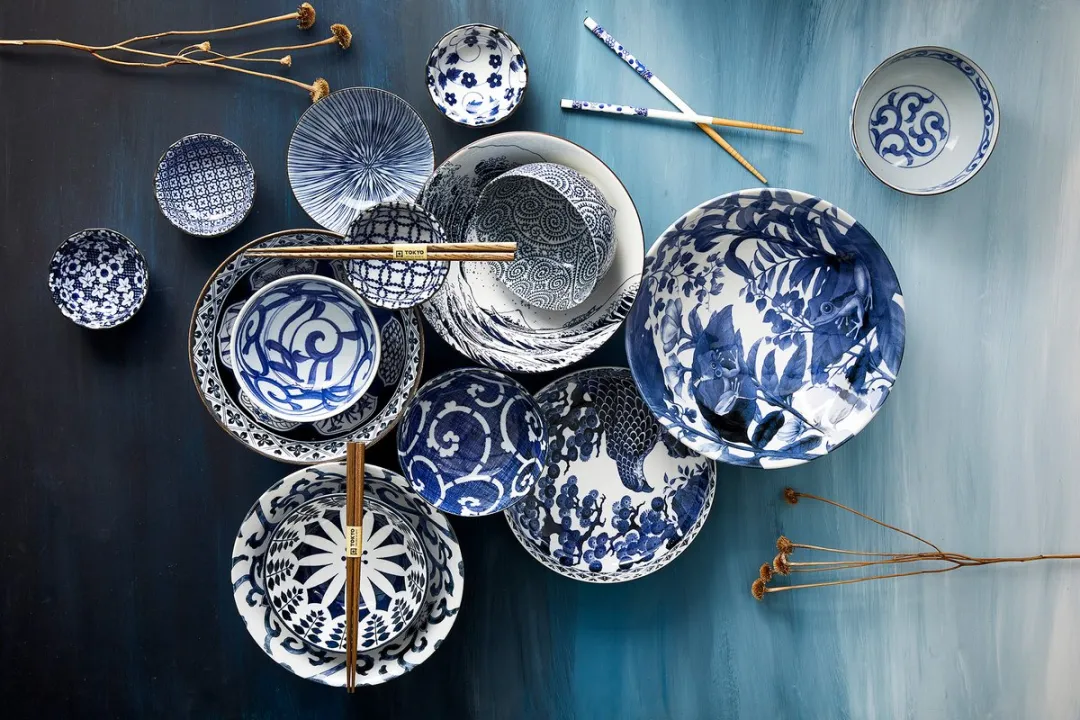 Tokyo Design Studio Ramenkom 19,8x7,5cm - 1100ml - Wit/Blauw