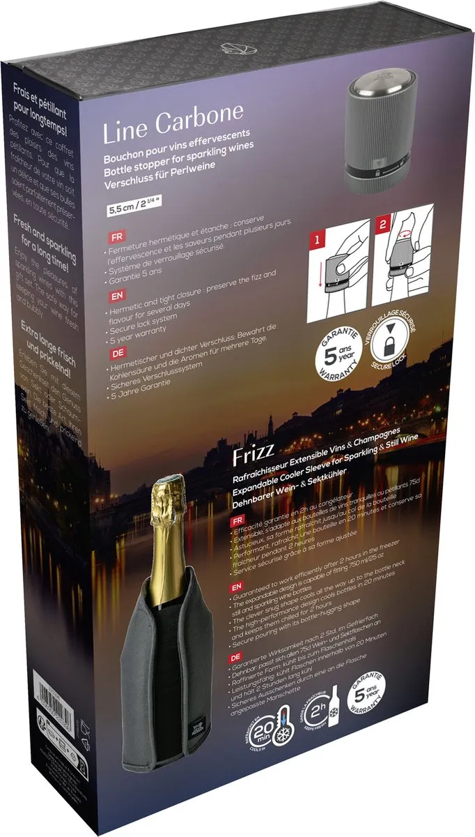 Peugeot Bubbles Geschenkset Frizz - Wijnkoeler & Dop - Grijs