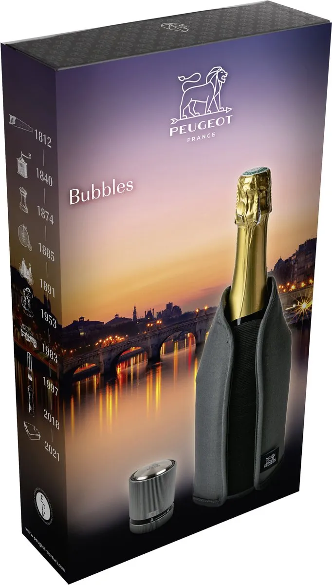 Peugeot Bubbles Geschenkset Frizz - Wijnkoeler & Dop - Grijs